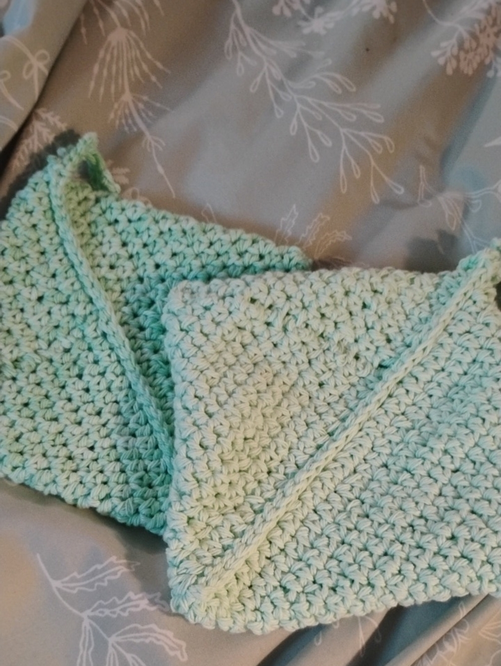 Handmade Crochet Potholders In Mint Green - Set Of 2